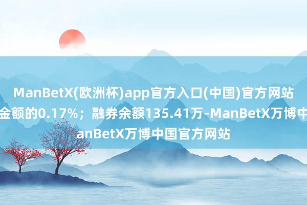 ManBetX(欧洲杯)app官方入口(中国)官方网站占当日流出金额的0.17%；融券余额135.41万-ManBetX万博中国官方网站